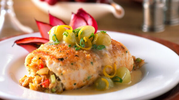 Crab Stuffed Sole with White Wine Sauce (Serves 2 - 4)